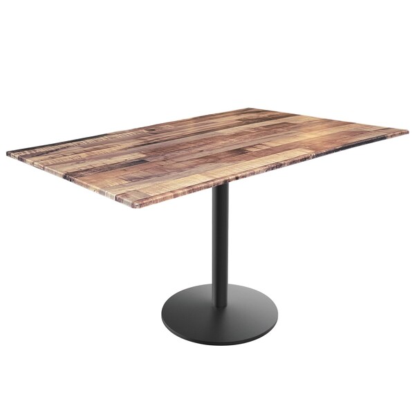 Holland Bar Stool Co 30 Tall OD214 Black Table Base w22 Diameter foot and 32x48 Rustic Top, IndoorOutdoor OD214-2230BWODS3248Rustic - main